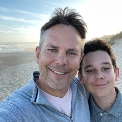 Andrew Baker with his son