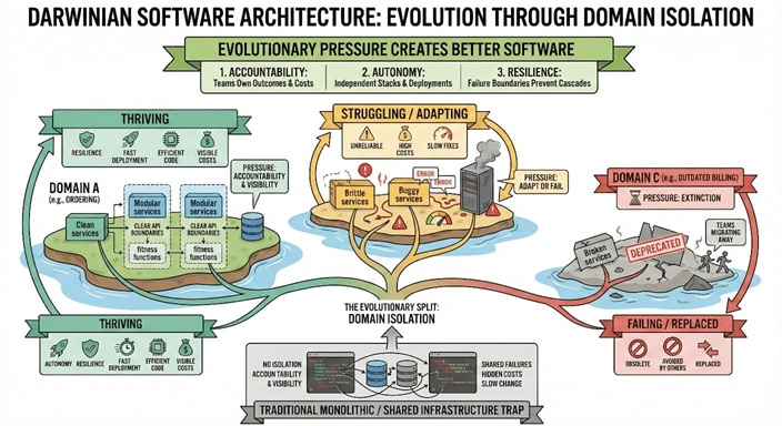 Darwinian Architecture Philosophy: How Domain Isolation Creates Evolutionary Pressure for Better Software