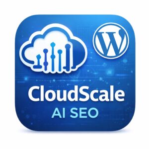 CloudScale AI SEO optimizer interface showing WordPress enterprise SEO tools and analytics dashboard
