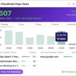 WordPress analytics dashboard showing page view statistics with CloudScale PageViews plugin interface