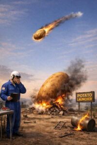 TOGAF logo merged with potato illustration showing architectural framework comparison