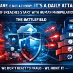 Cybercriminal using laptop with malicious code targeting banking systems