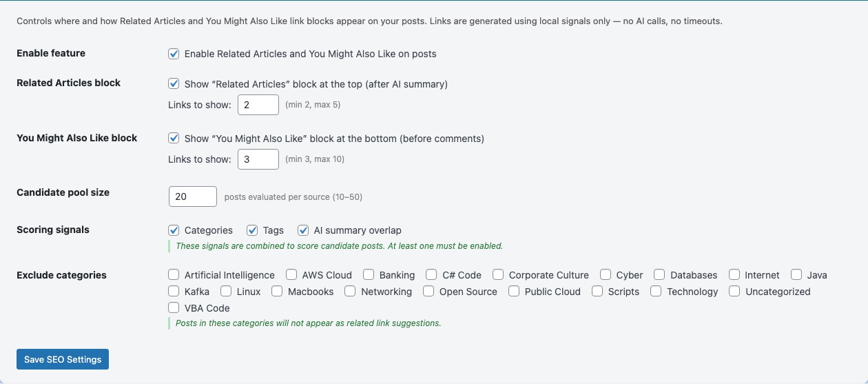 Related Articles — Settings