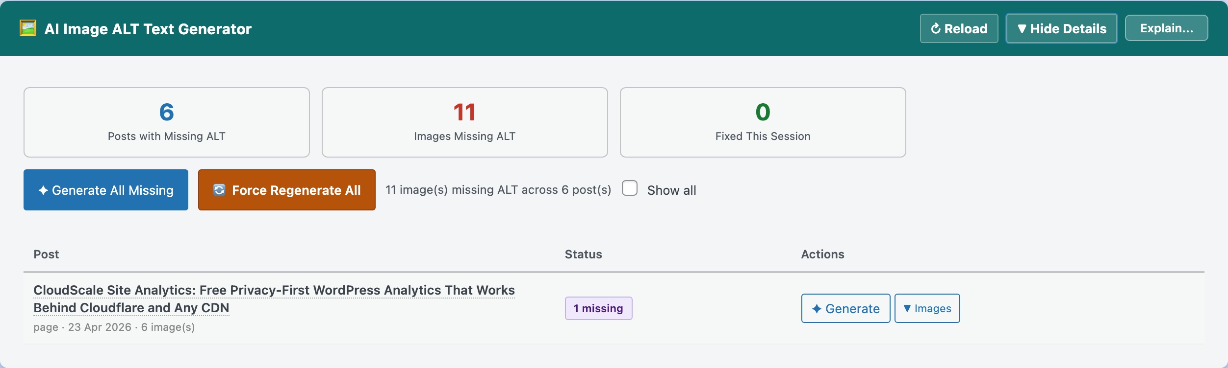 CloudScale SEO AI Optimizer — AI ALT Text Generator feature screenshot