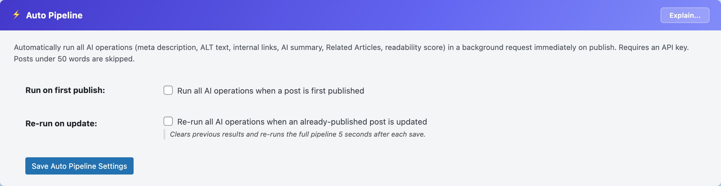 CloudScale SEO AI Optimizer — Auto Pipeline feature screenshot