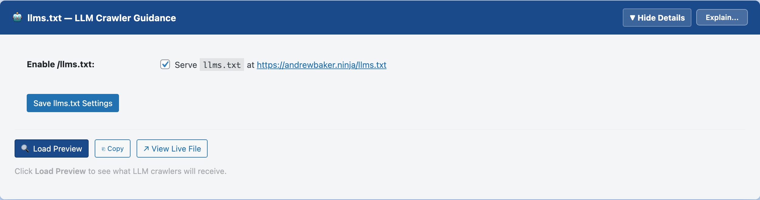 CloudScale SEO AI Optimizer — llms.txt feature screenshot