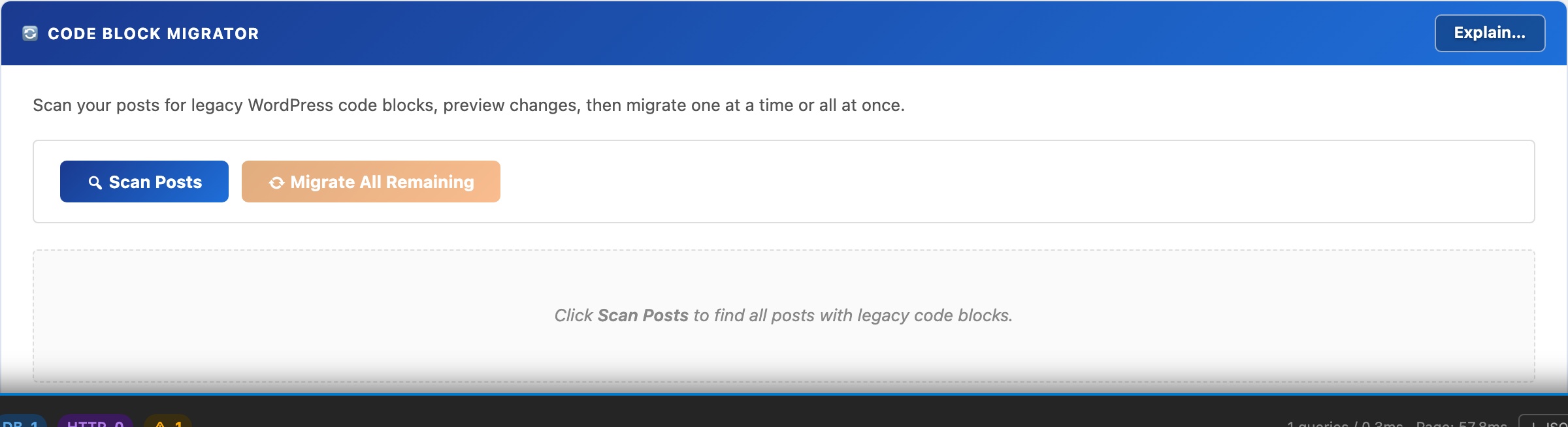 WordPress code block migrator — batch convert from Enlighter, SyntaxHighlighter, and other plugins