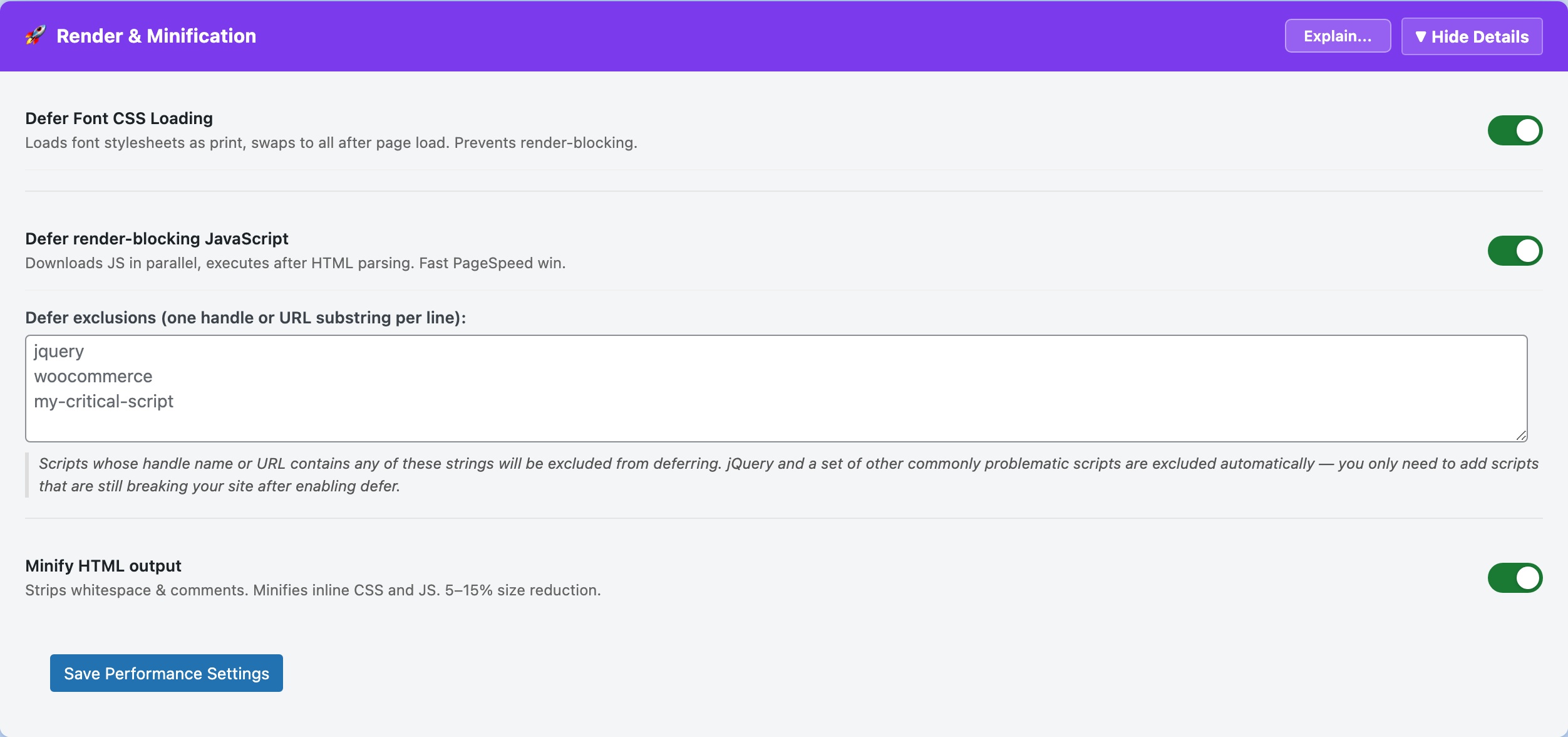 CloudScale SEO AI Optimizer — JS, CSS & HTML Optimisation feature screenshot