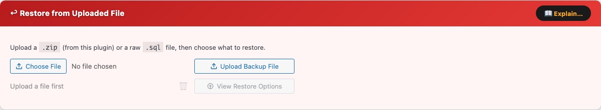 Restore from Uploaded File