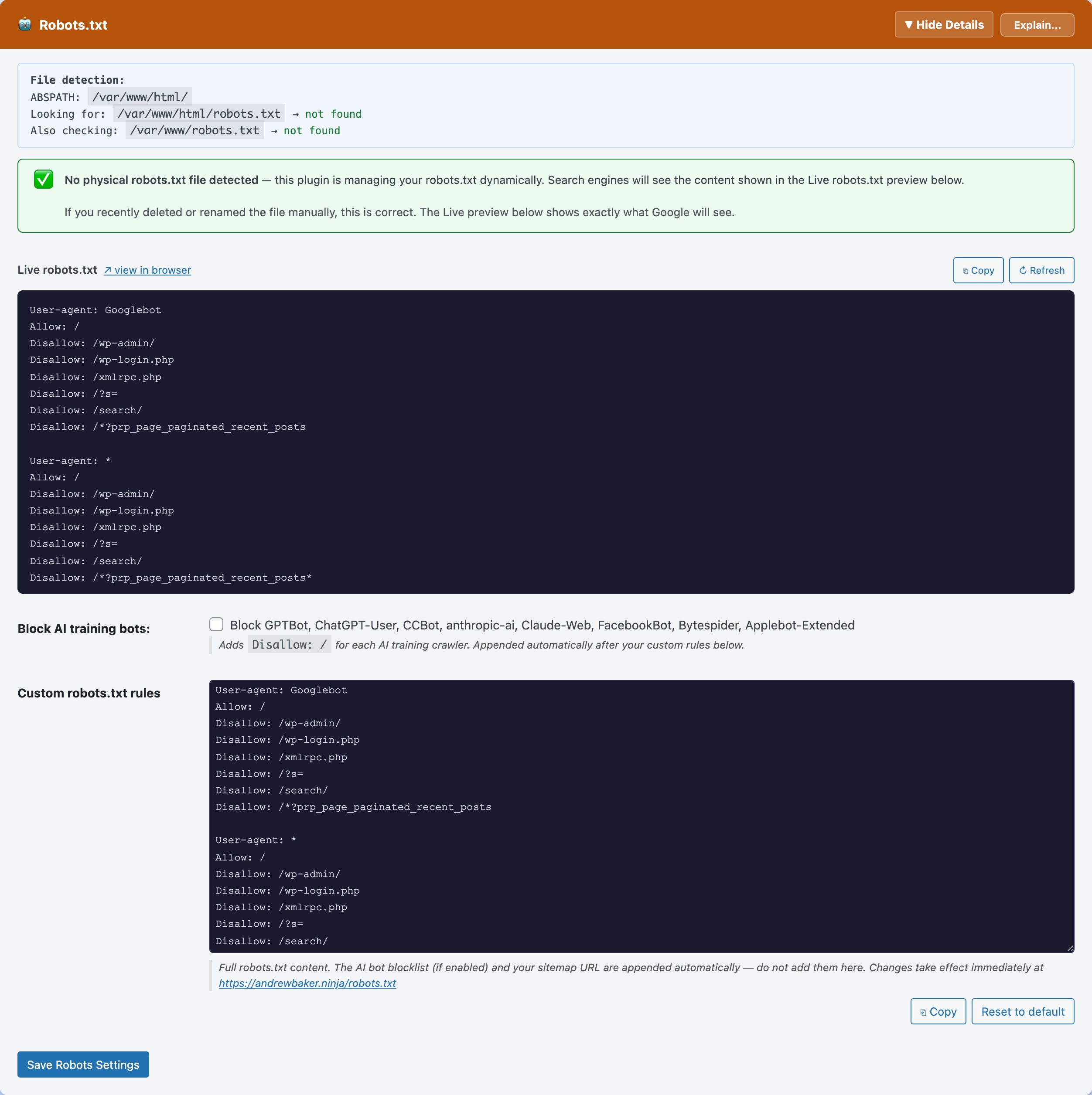 CloudScale SEO AI Optimizer — Robots.txt Editor feature screenshot
