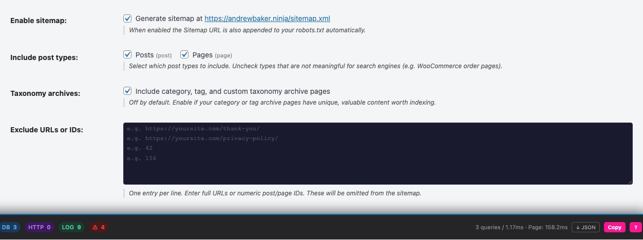 XML Sitemap Settings