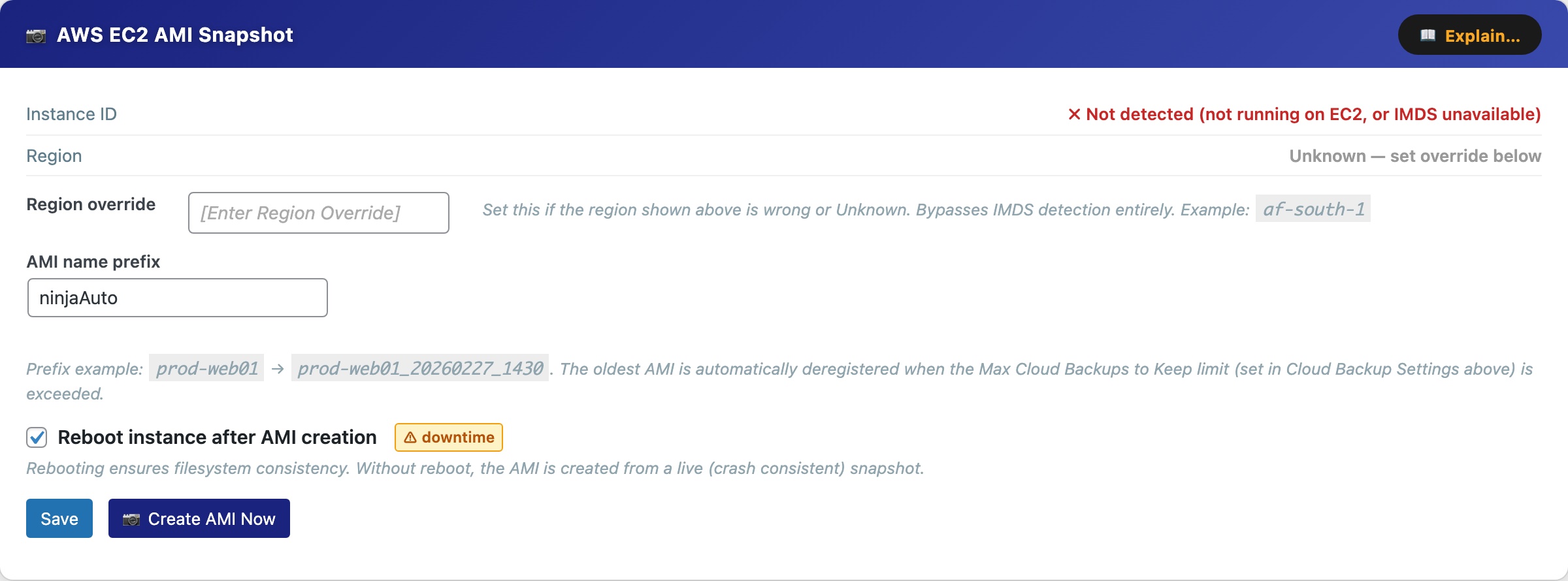 CloudScale Backup & Restore — Free WordPress Backup Plugin with One-Click Restore & Cloud Sync — AWS EC2 AMI Snapshot feature screenshot