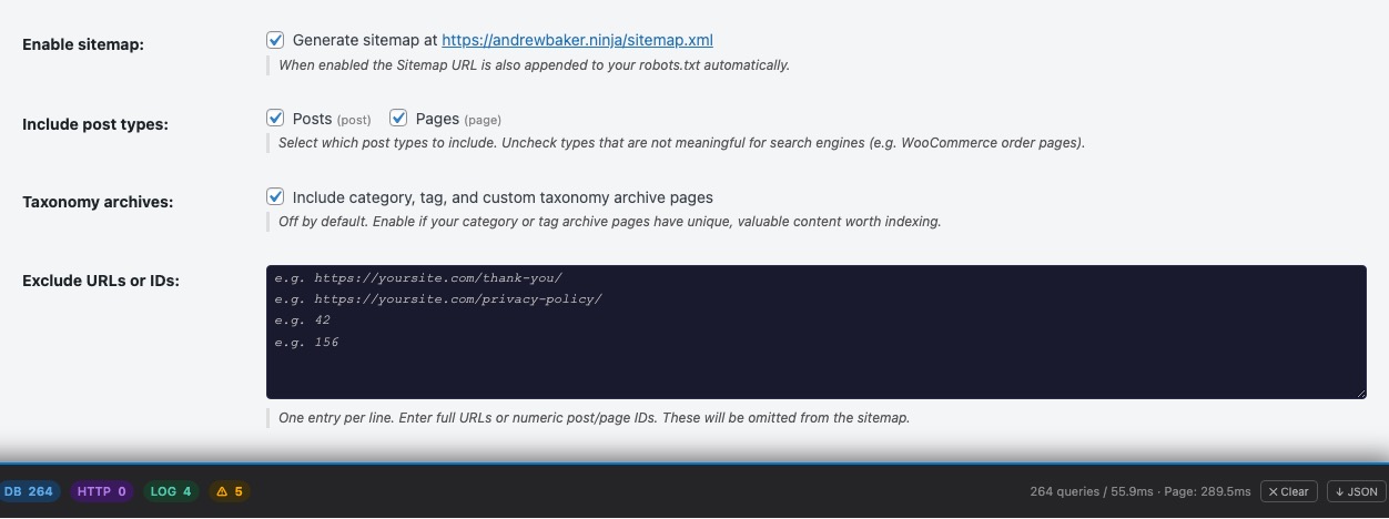 XML Sitemap Settings