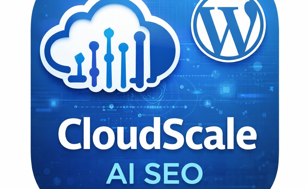 CloudScale AI SEO optimizer interface showing WordPress enterprise SEO tools and analytics dashboard